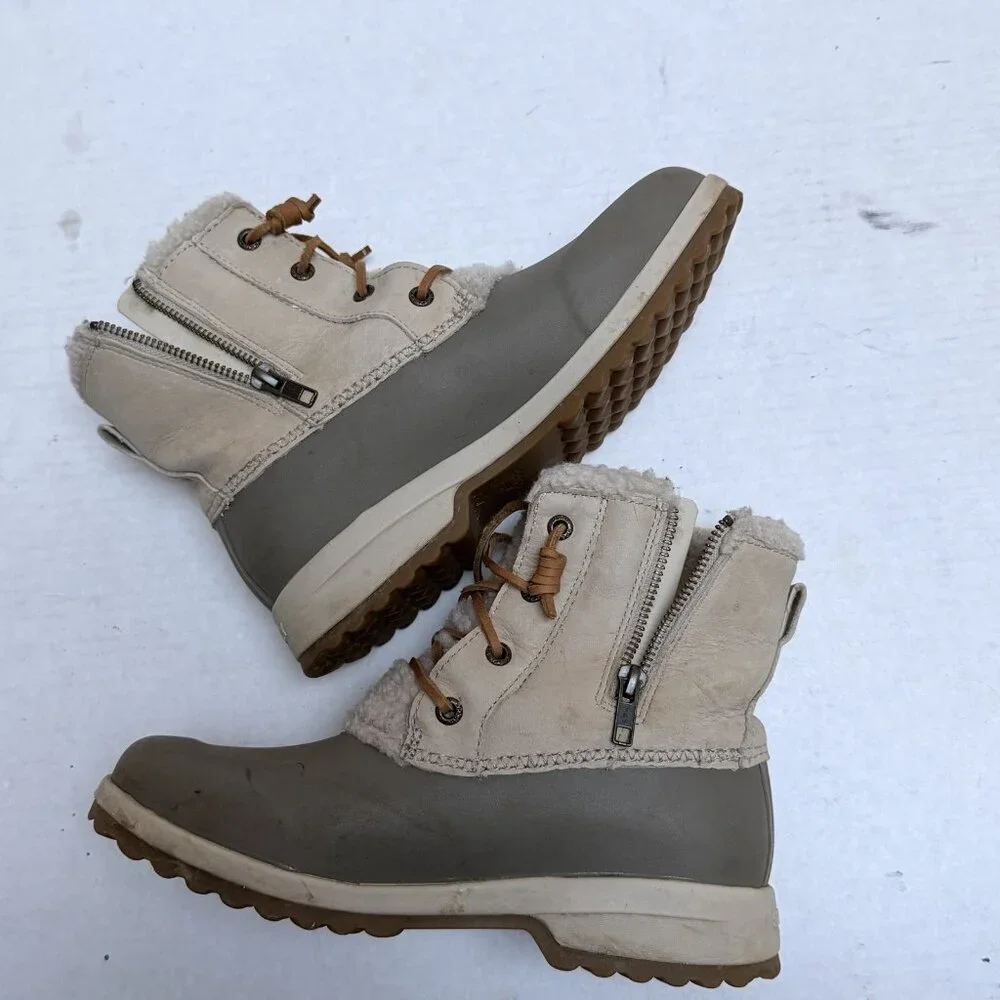 Sperry Womens Boots Maritime Repel Waterproof Faux Fur Tan Size 7 Outdoor Winter